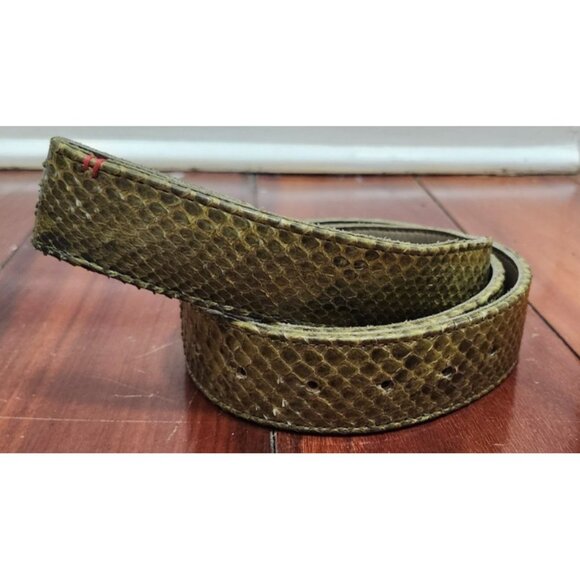 Claris Virot Baby Belt Khaki Python Leather Snap Belt Buckle Not Included - Picture 3 of 14
